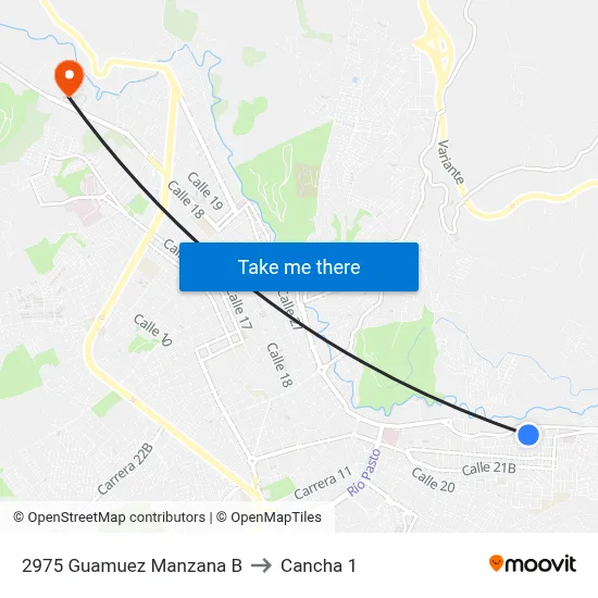 2975 Guamuez Manzana B to Cancha 1 map
