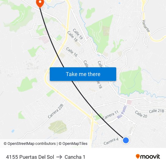 4155 Puertas Del Sol to Cancha 1 map