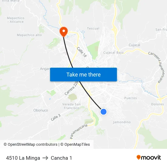 4510 La Minga to Cancha 1 map