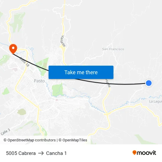5005 Cabrera to Cancha 1 map