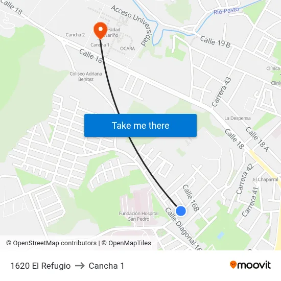 1620 El Refugio to Cancha 1 map