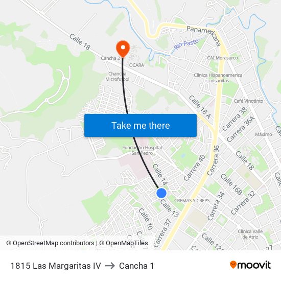 1815 Las Margaritas IV to Cancha 1 map