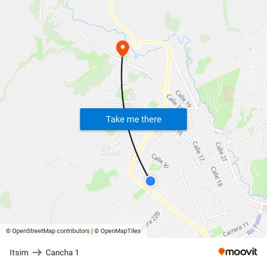 Itsim to Cancha 1 map