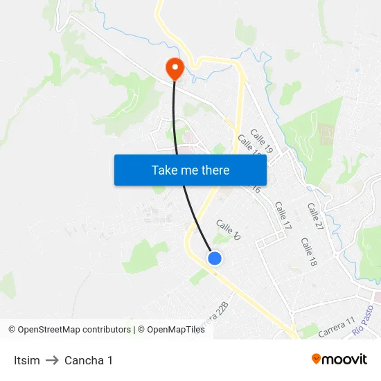 Itsim to Cancha 1 map