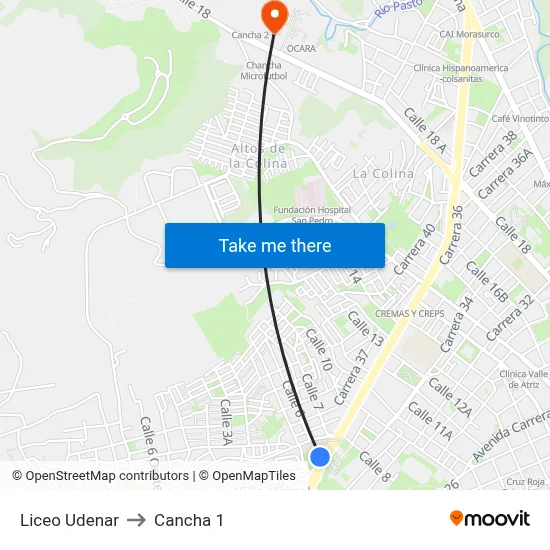 Liceo Udenar to Cancha 1 map