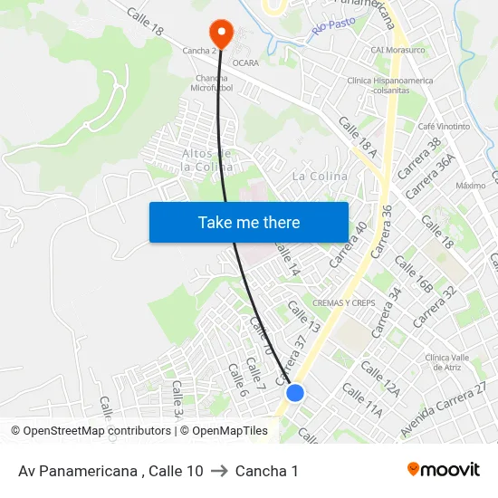 Av Panamericana , Calle 10 to Cancha 1 map