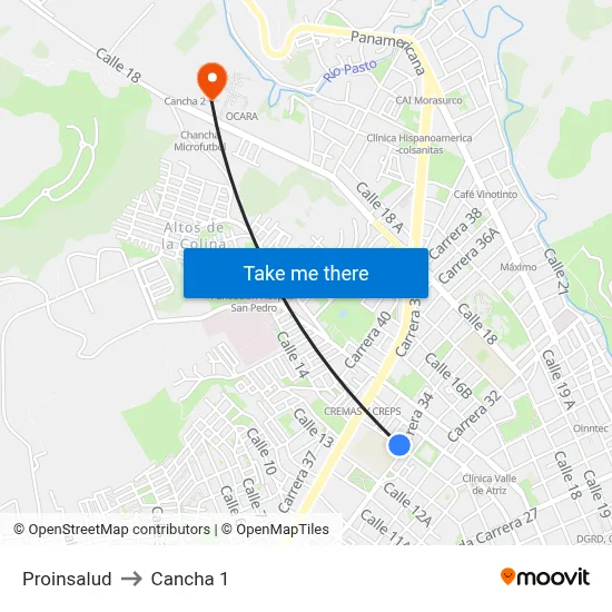 Proinsalud to Cancha 1 map