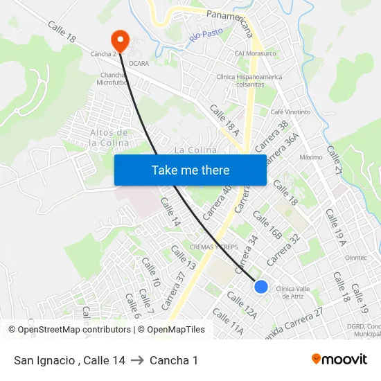 San Ignacio , Calle 14 to Cancha 1 map