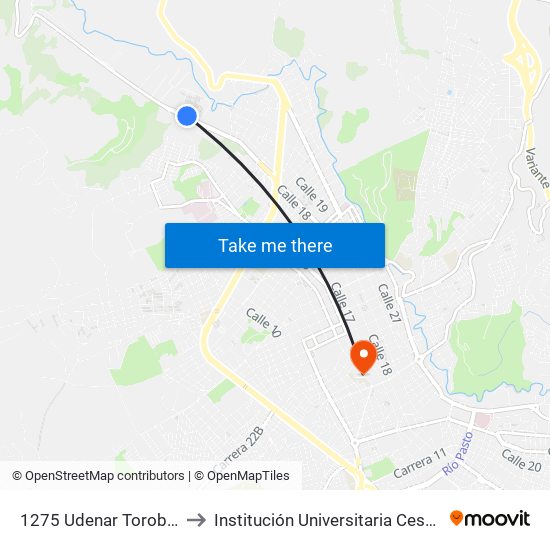 1275 Udenar Torobajo to Institución Universitaria Cesmag map
