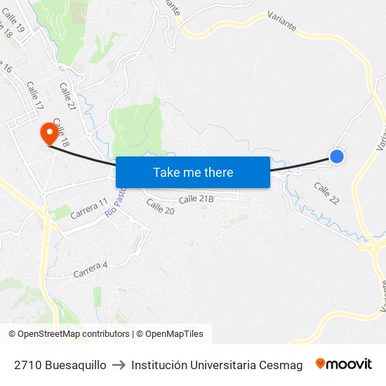 2710 Buesaquillo to Institución Universitaria Cesmag map