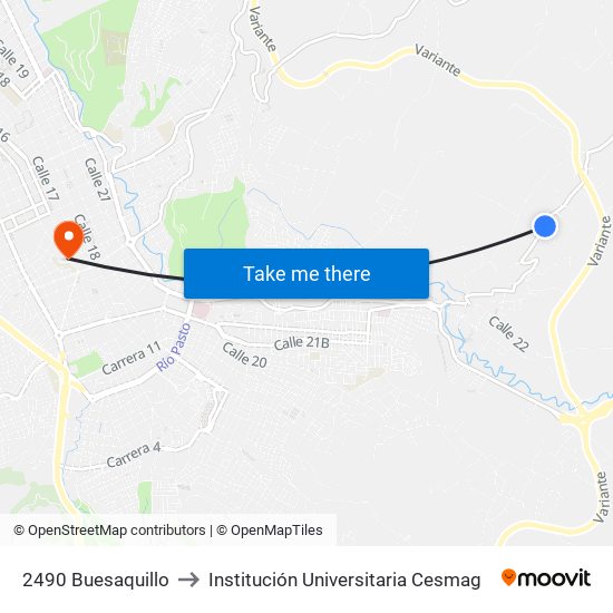 2490 Buesaquillo to Institución Universitaria Cesmag map