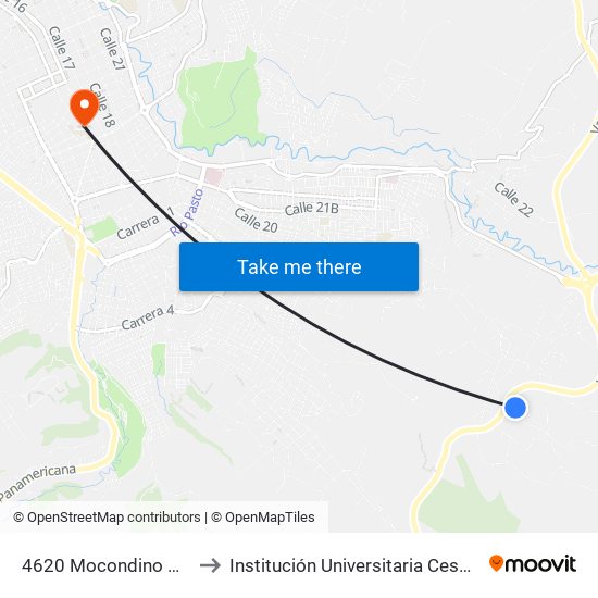 4620 Mocondino Alto to Institución Universitaria Cesmag map