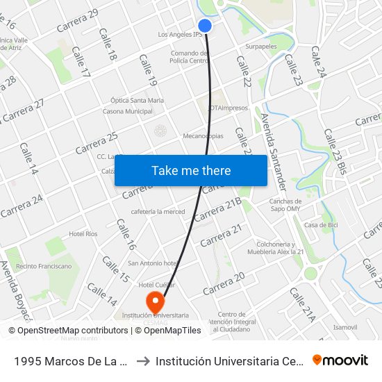 1995 Marcos De La Rosa to Institución Universitaria Cesmag map