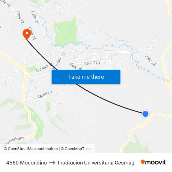 4560 Mocondino to Institución Universitaria Cesmag map