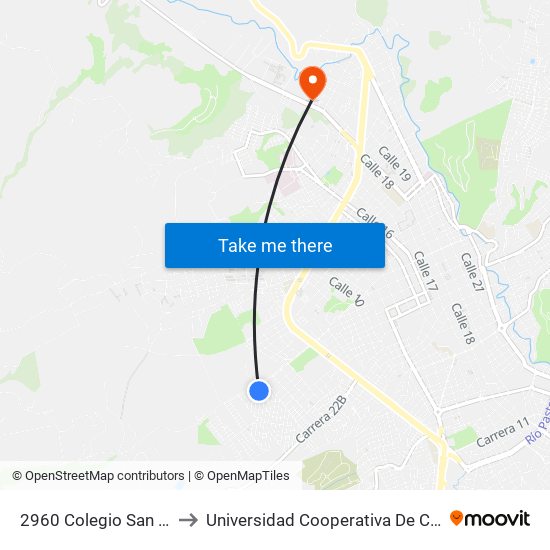 2960 Colegio San Felipe to Universidad Cooperativa De Colombia map