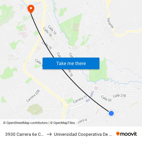 3930 Carrera 6e Calle 17 to Universidad Cooperativa De Colombia map