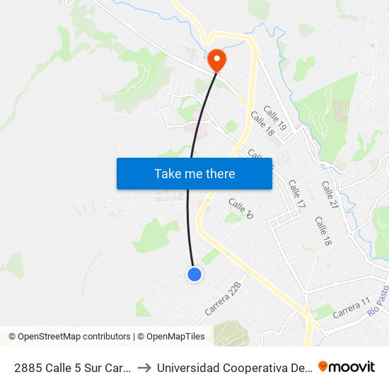 2885 Calle 5 Sur Carrera 24a to Universidad Cooperativa De Colombia map