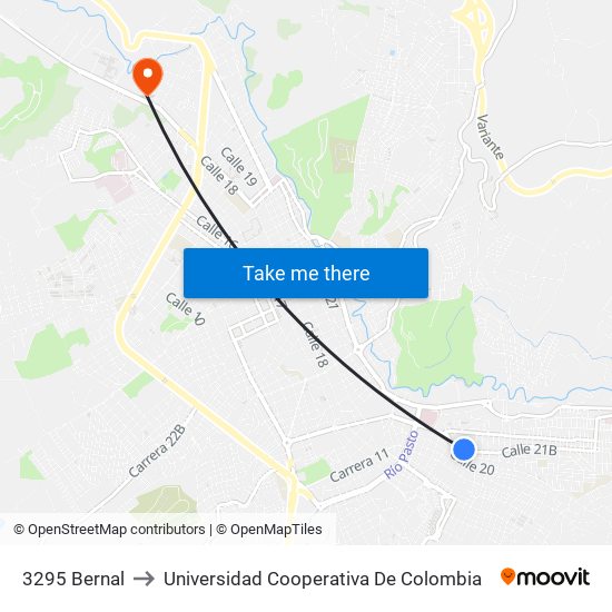3295 Bernal to Universidad Cooperativa De Colombia map