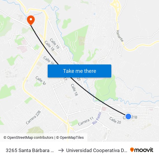 3265 Santa Bárbara Carrera 1e to Universidad Cooperativa De Colombia map