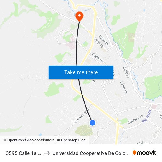 3595 Calle 1a Sur to Universidad Cooperativa De Colombia map