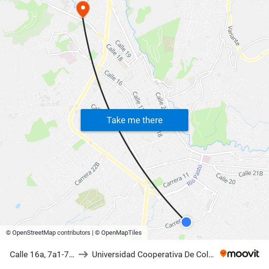 Calle 16a, 7a1-7a49 to Universidad Cooperativa De Colombia map