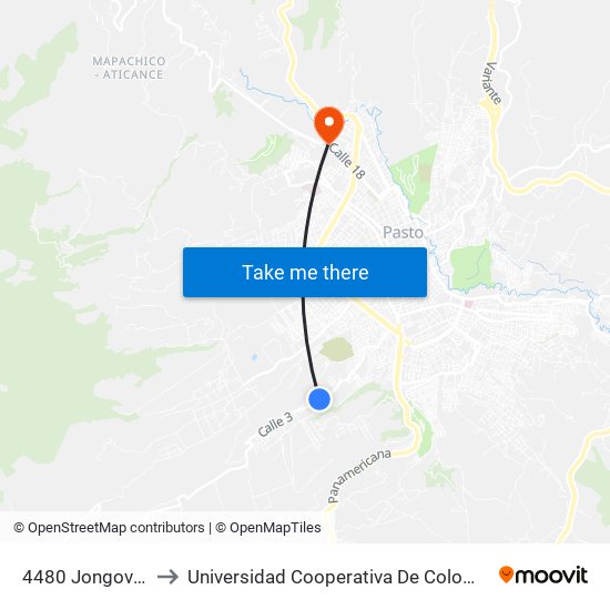 4480 Jongovito to Universidad Cooperativa De Colombia map