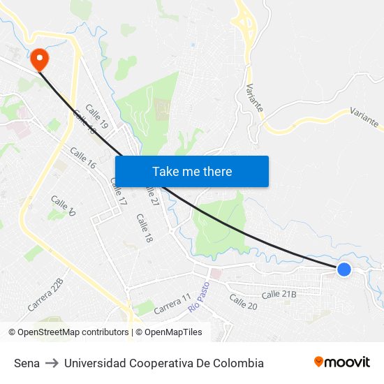 Sena to Universidad Cooperativa De Colombia map