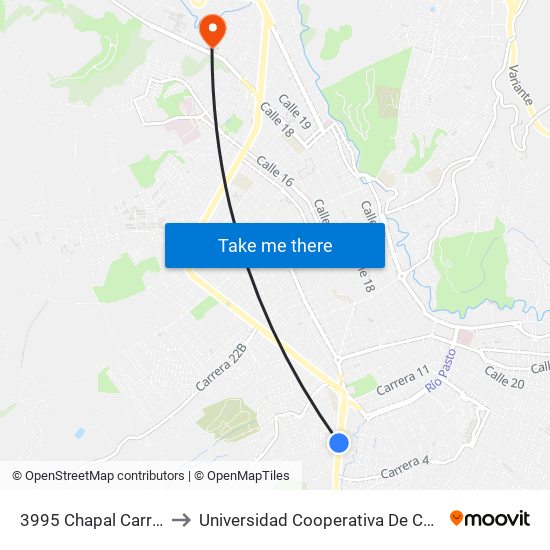 3995 Chapal Carrera 6 to Universidad Cooperativa De Colombia map