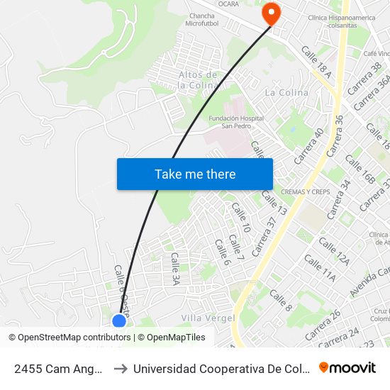 2455 Cam Anganoy to Universidad Cooperativa De Colombia map