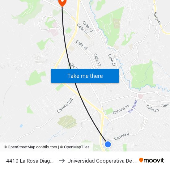 4410 La Rosa Diagonal 11c to Universidad Cooperativa De Colombia map