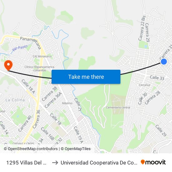 1295 Villas Del Norte to Universidad Cooperativa De Colombia map