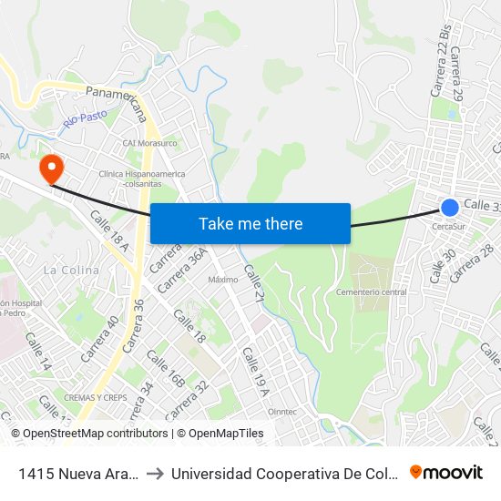 1415 Nueva Aranda to Universidad Cooperativa De Colombia map