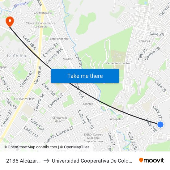 2135 Alcázares to Universidad Cooperativa De Colombia map
