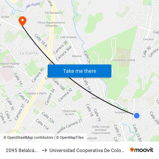 2095 Belalcázar to Universidad Cooperativa De Colombia map
