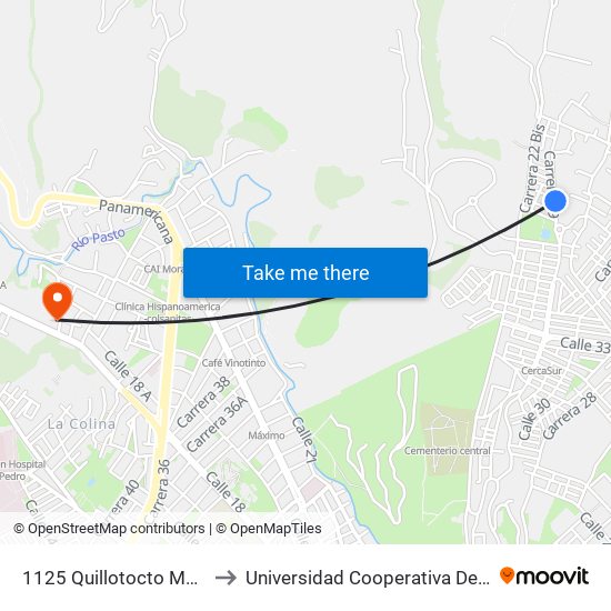 1125 Quillotocto Manzana E to Universidad Cooperativa De Colombia map