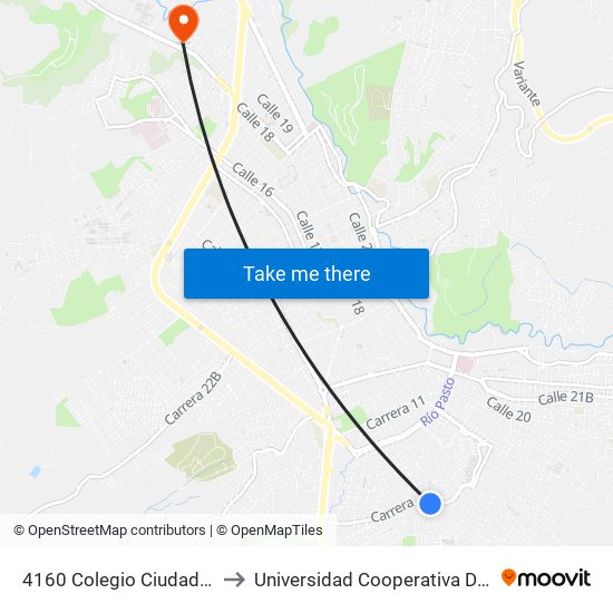 4160 Colegio Ciudad De Pasto to Universidad Cooperativa De Colombia map