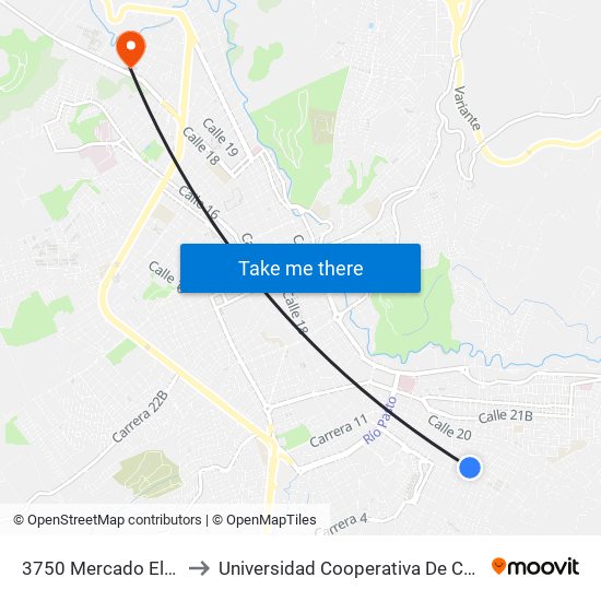 3750 Mercado El Tejar to Universidad Cooperativa De Colombia map