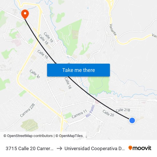 3715 Calle 20 Carrera 7b Este to Universidad Cooperativa De Colombia map