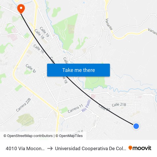 4010 Vía Mocondino to Universidad Cooperativa De Colombia map