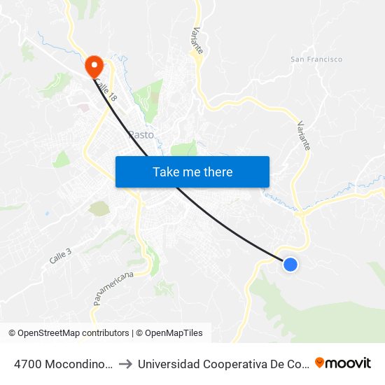 4700 Mocondino Alto to Universidad Cooperativa De Colombia map