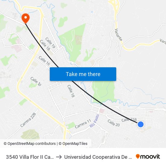 3540 Villa Flor II Calle 20b to Universidad Cooperativa De Colombia map