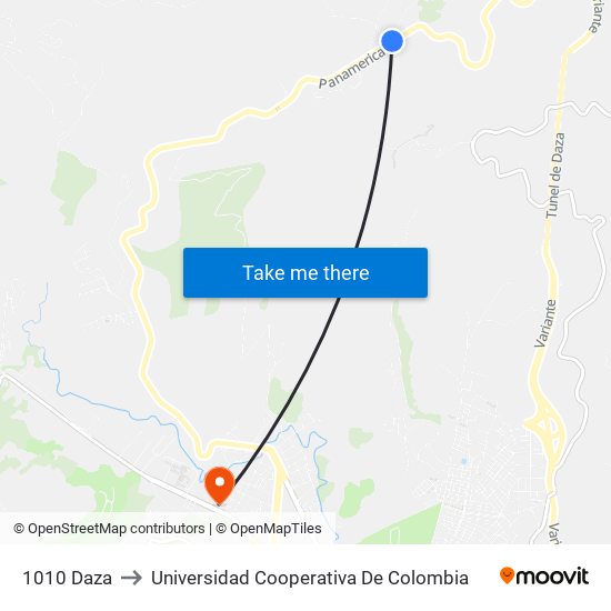 1010 Daza to Universidad Cooperativa De Colombia map