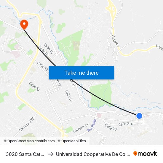 3020 Santa Catalina to Universidad Cooperativa De Colombia map