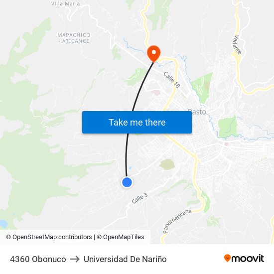 4360 Obonuco to Universidad De Nariño map