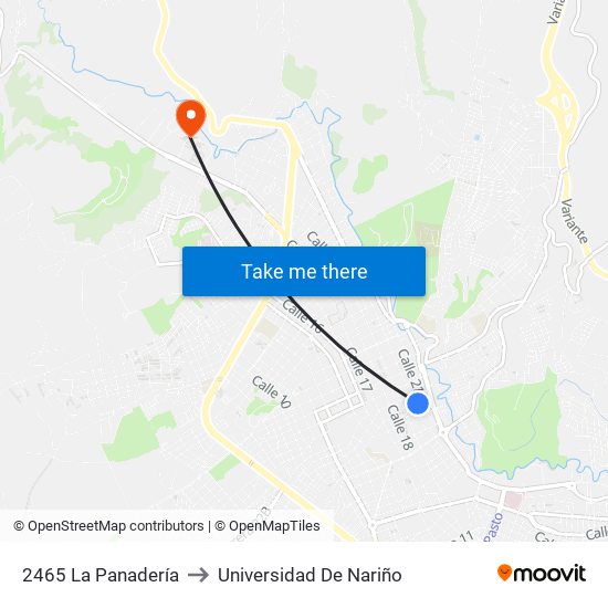 2465 La Panadería to Universidad De Nariño map
