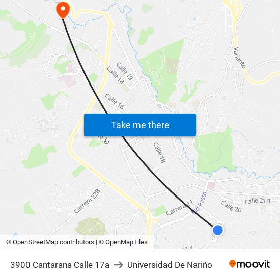 3900 Cantarana Calle 17a to Universidad De Nariño map