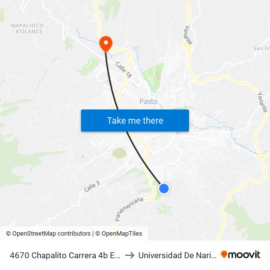 4670 Chapalito Carrera 4b Este to Universidad De Nariño map