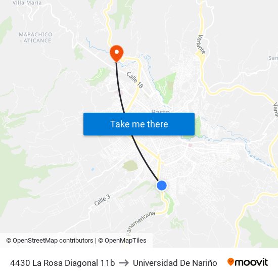 4430 La Rosa Diagonal 11b to Universidad De Nariño map
