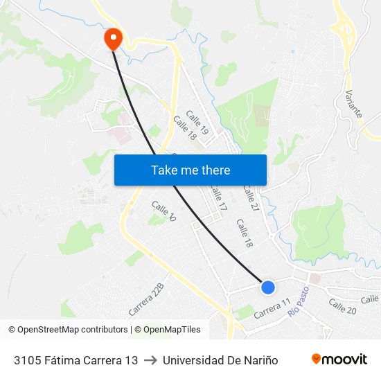 3105 Fátima Carrera 13 to Universidad De Nariño map
