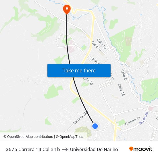 3675 Carrera 14 Calle 1b to Universidad De Nariño map